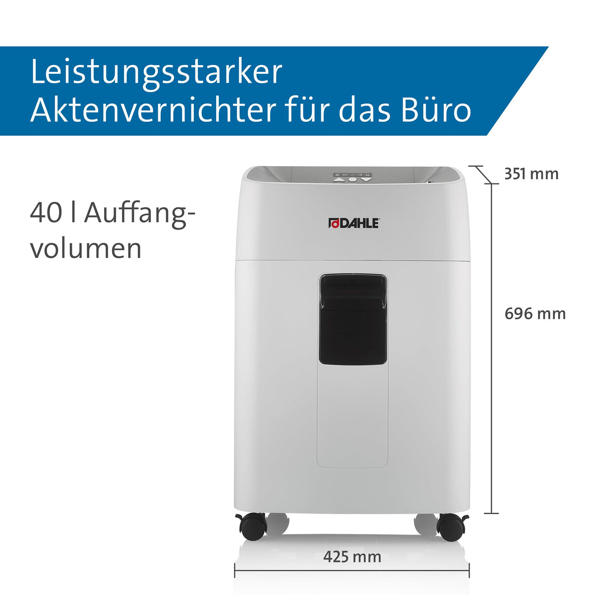 Aktenvernichter Dahle ShredMATIC 300 Schnitt 4x15 mm, 14-300 Blatt, 40 L