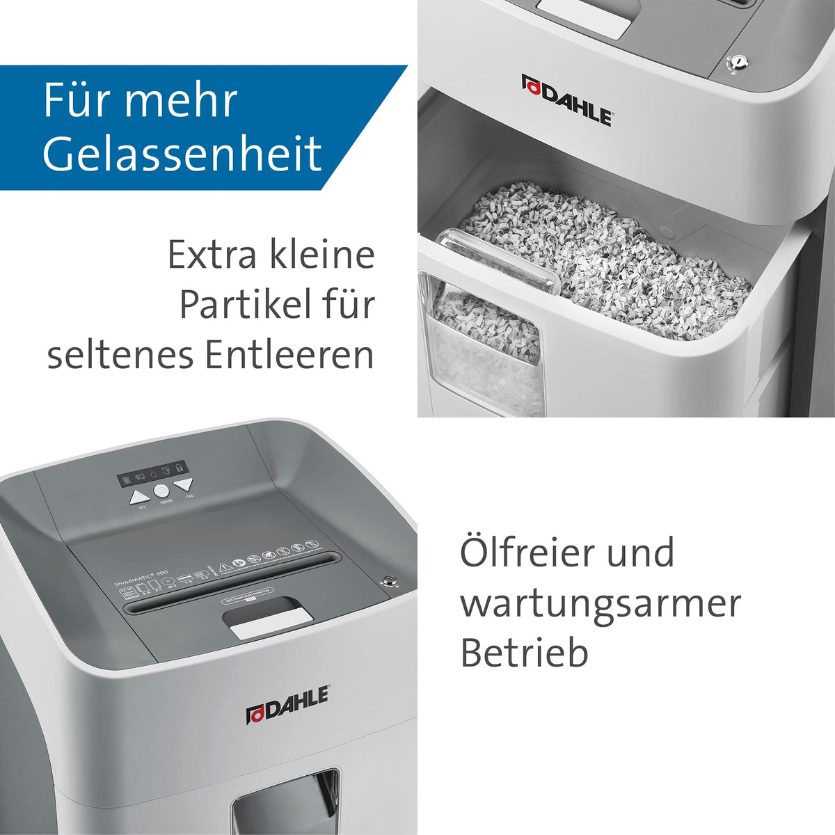 Aktenvernichter Dahle ShredMATIC 300 Schnitt 4x15 mm, 14-300 Blatt, 40 L