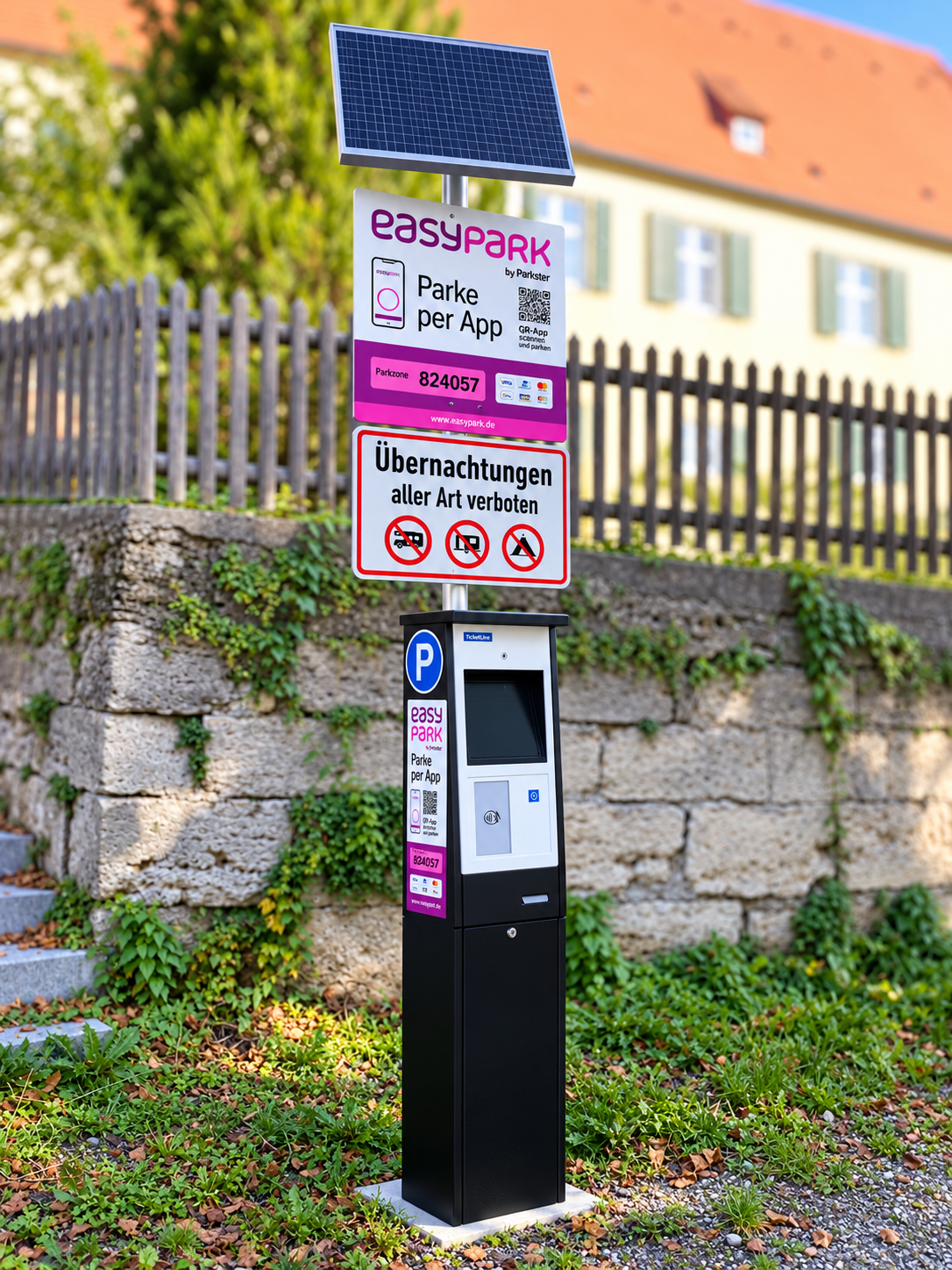 Parkscheinautomat P9 mit Solarversorgung und 10" Touchdisplay