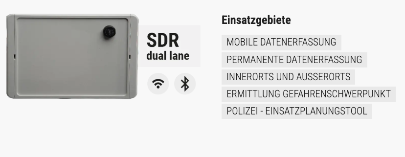 Seitenradarmessysteme SDR Dual Lane Bluetooth® und Akku