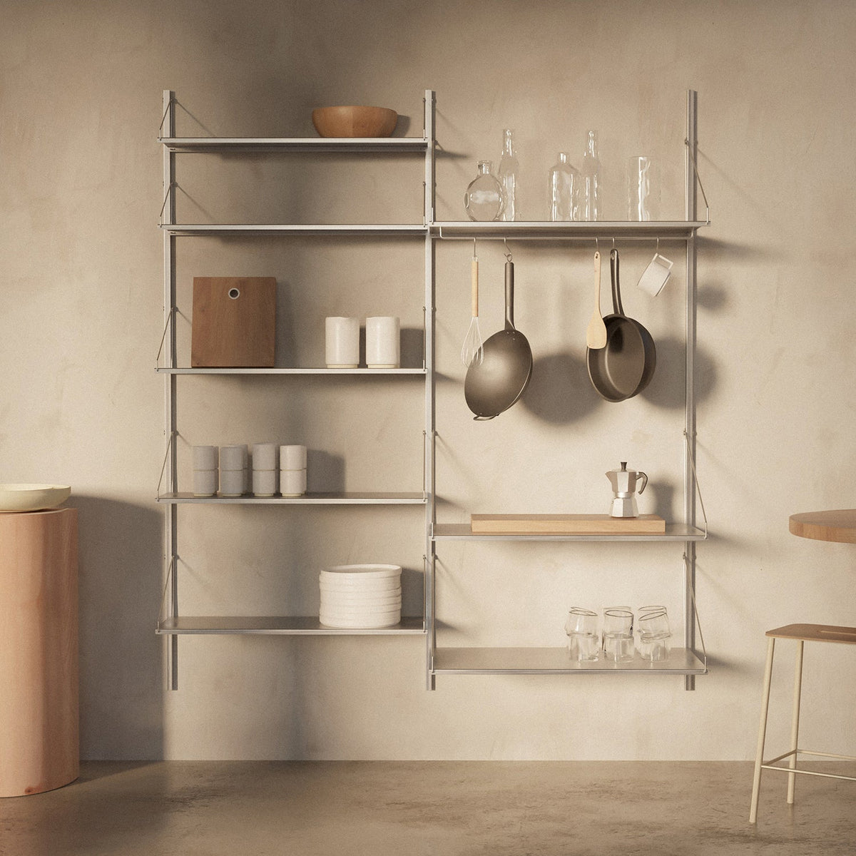 Shelf Library Stainless Steel | Double Section