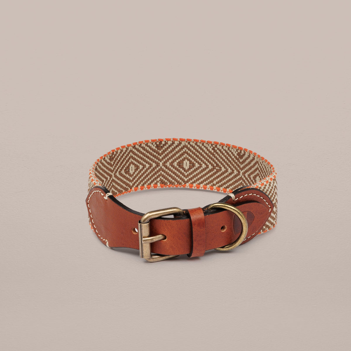 Capri Isola Woven Cotton Dog Collar - Beige
