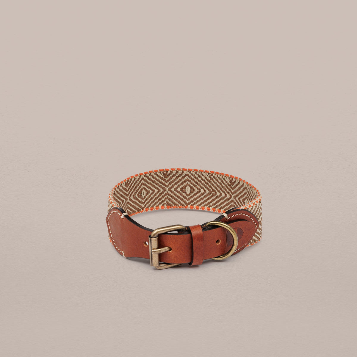 Capri Isola Woven Cotton Dog Collar - Beige