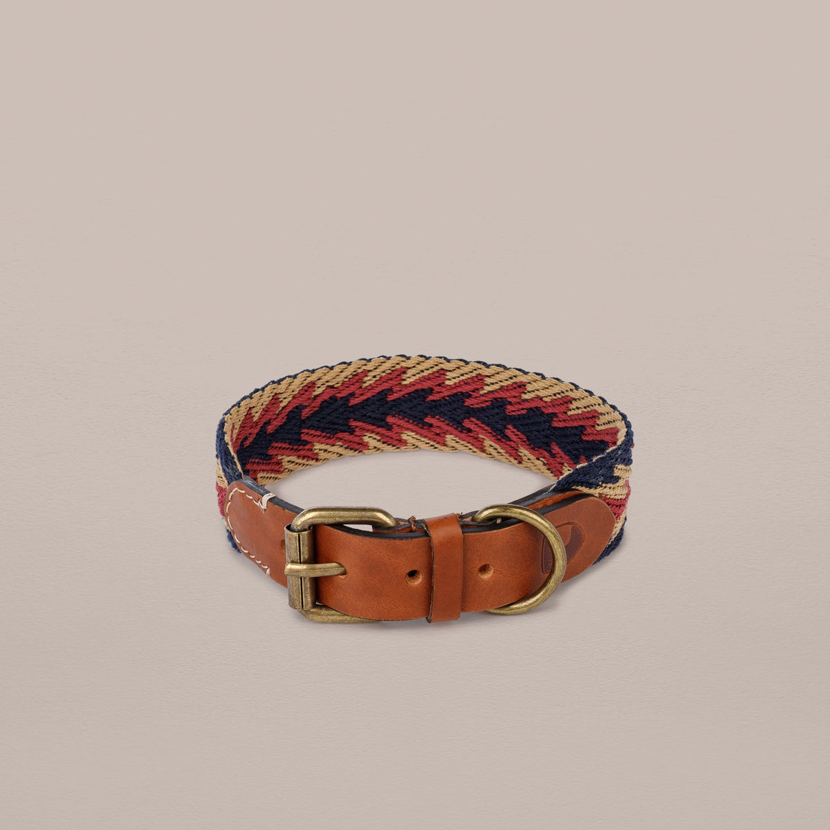 Peruvian Arrow Woven Cotton Dog Collar - Navy