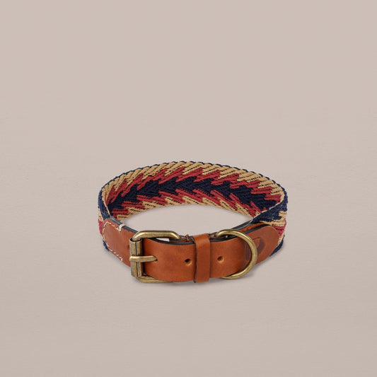 Peruvian Arrow Woven Cotton Dog Collar - Navy