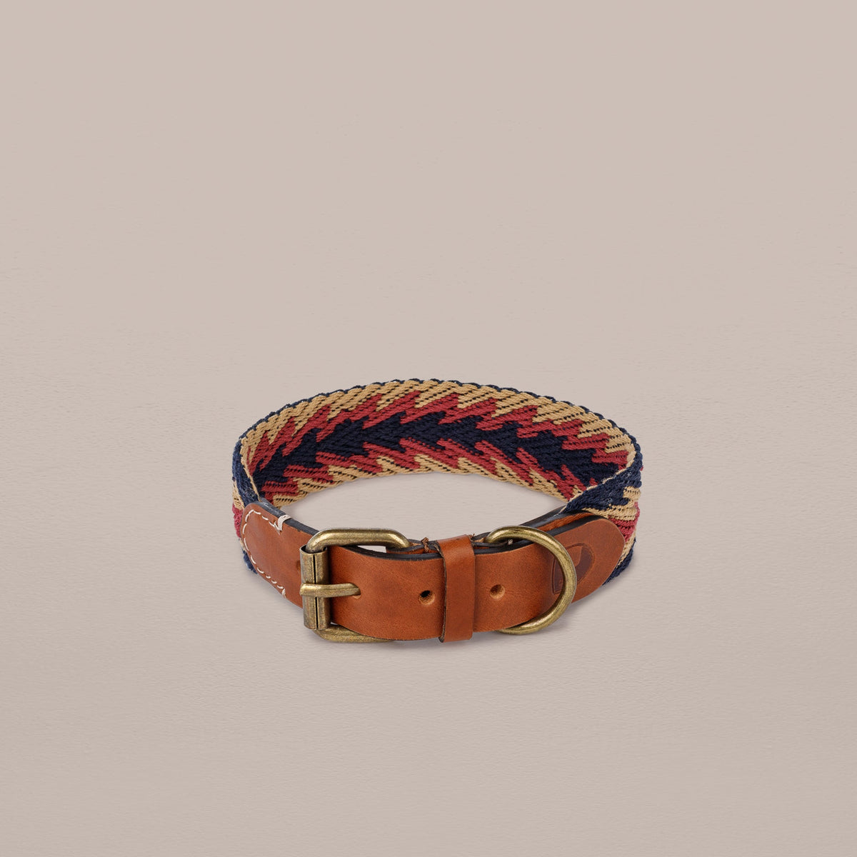 Peruvian Arrow Woven Cotton Dog Collar - Navy