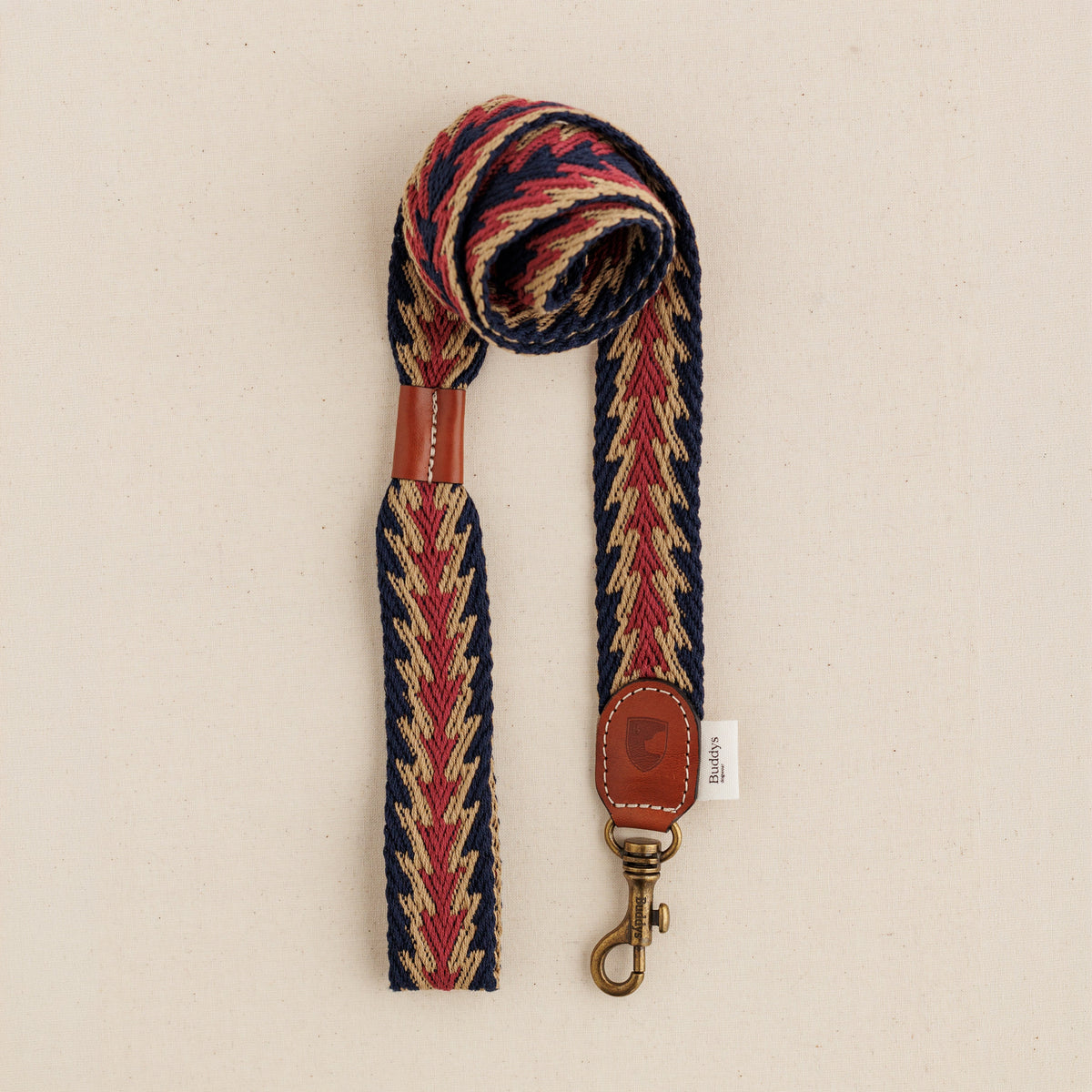 Peruvian Arrow Woven Cotton Dog Leash - Navy