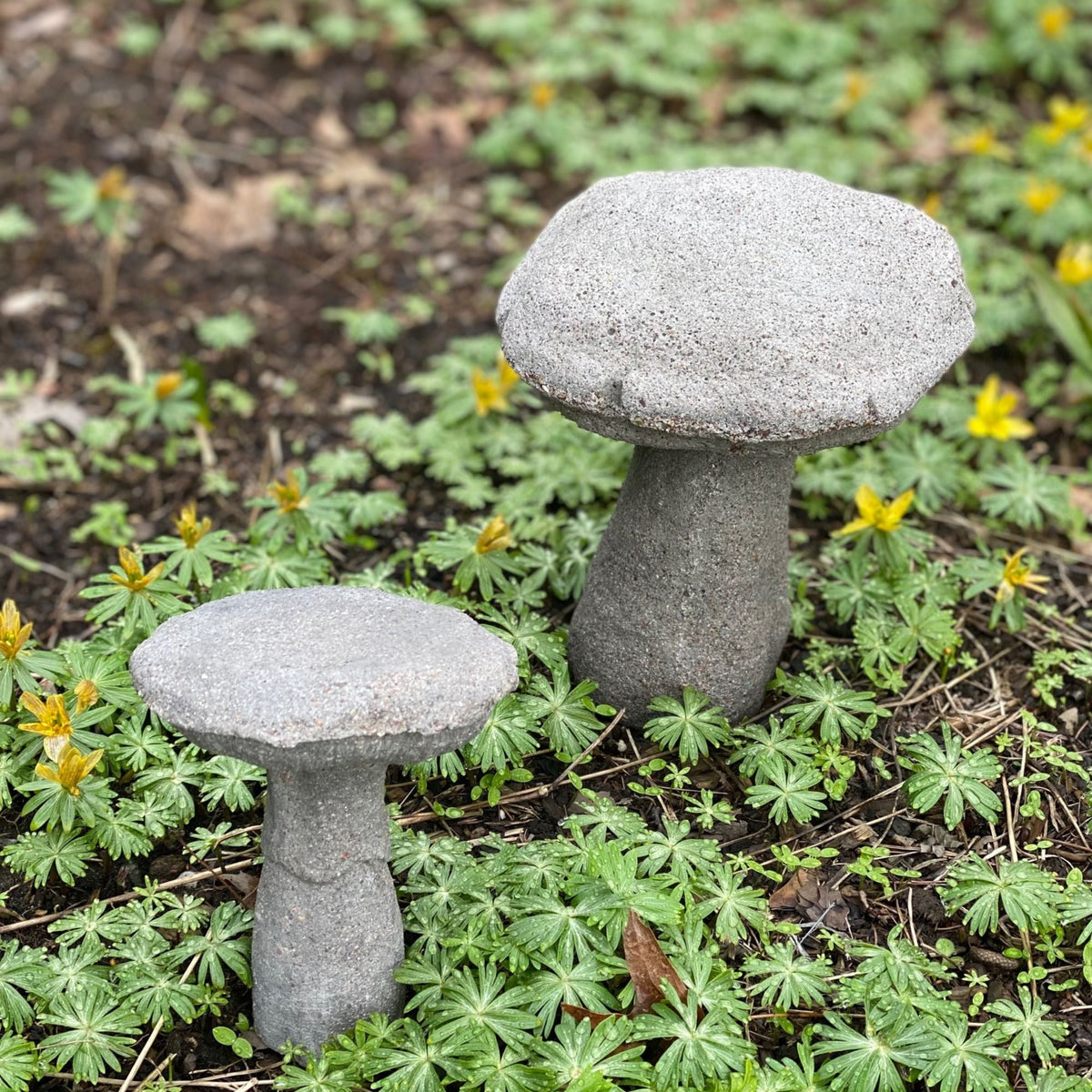 Cast Stone Aged Garden Mushroom Statue