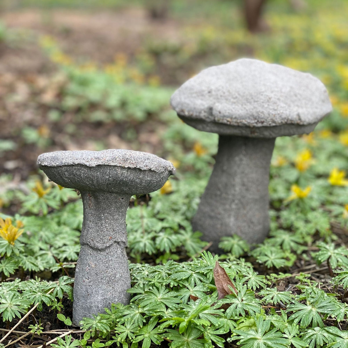 Cast Stone Aged Garden Mushroom Statue