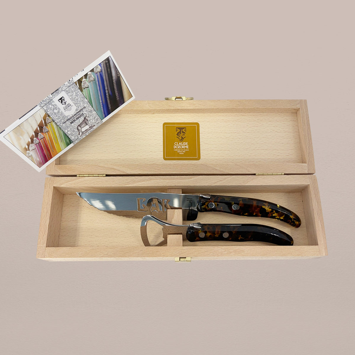 2-Piece Bar Knife & Bottle Opener Set - Tortoise