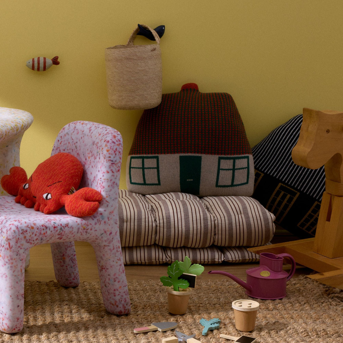 Black Cottage Knitted Cushion