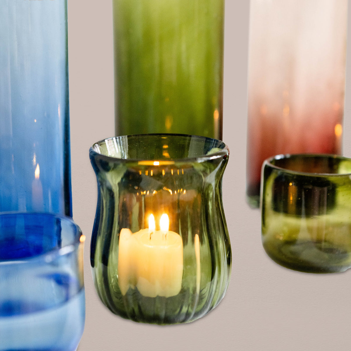 Glass Petal Hurricane Candle Lantern