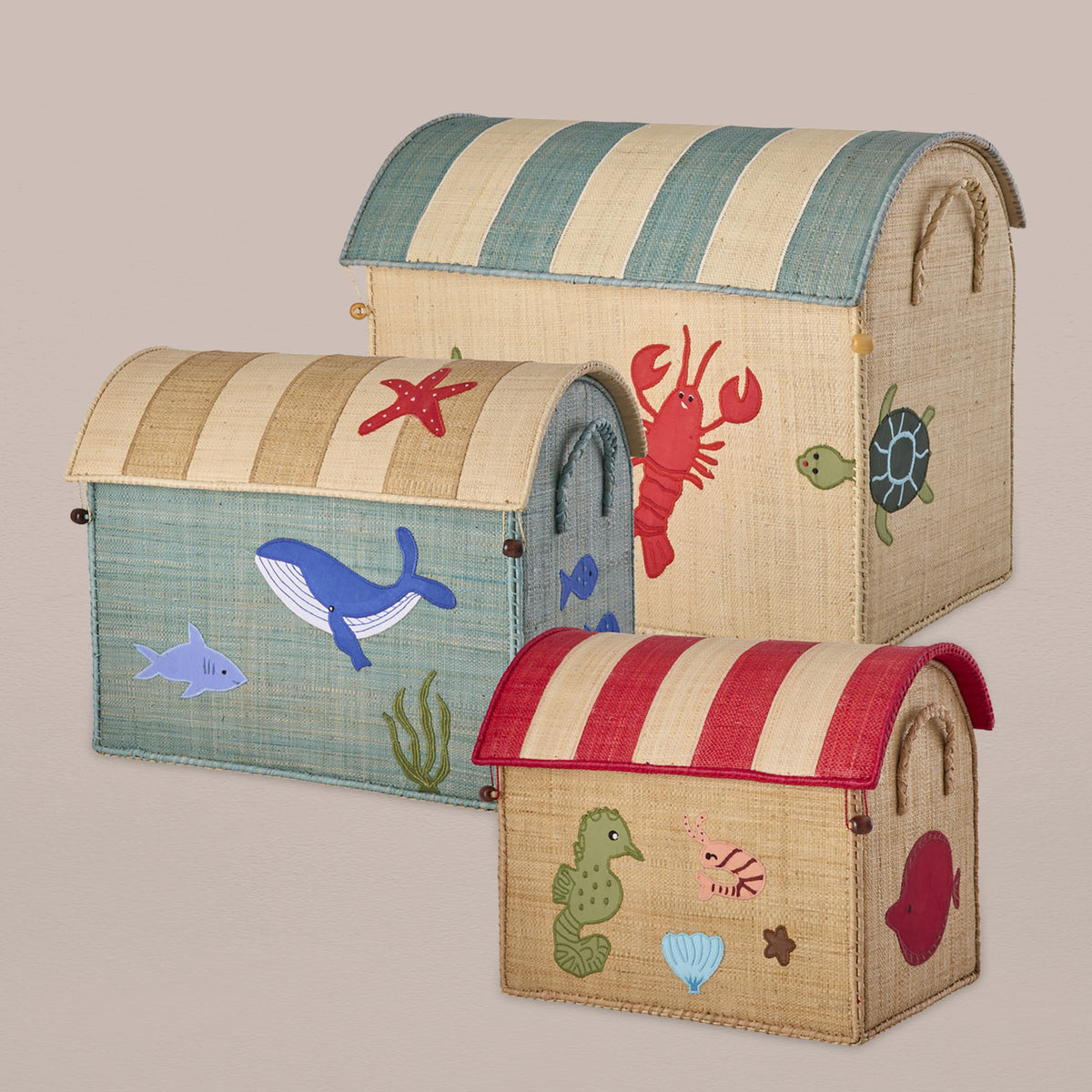 Raffia Storage House Basket - Ocean - Medium