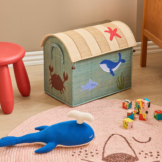 Raffia Storage House Basket - Ocean - Medium