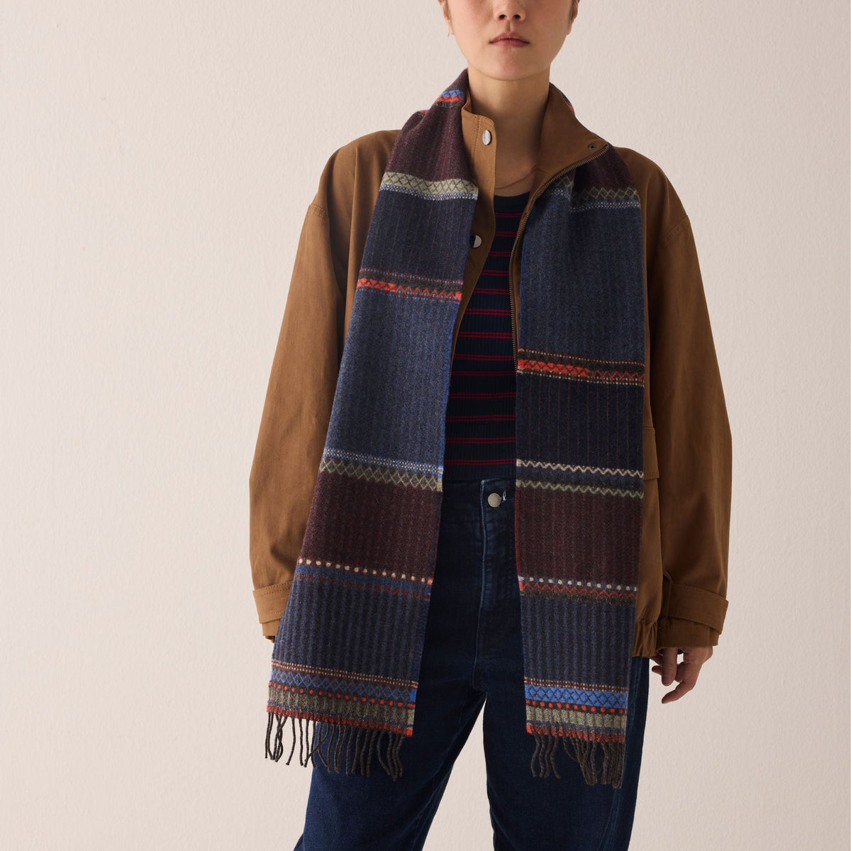 Merino Lambswool Cassia Scarf - Ink