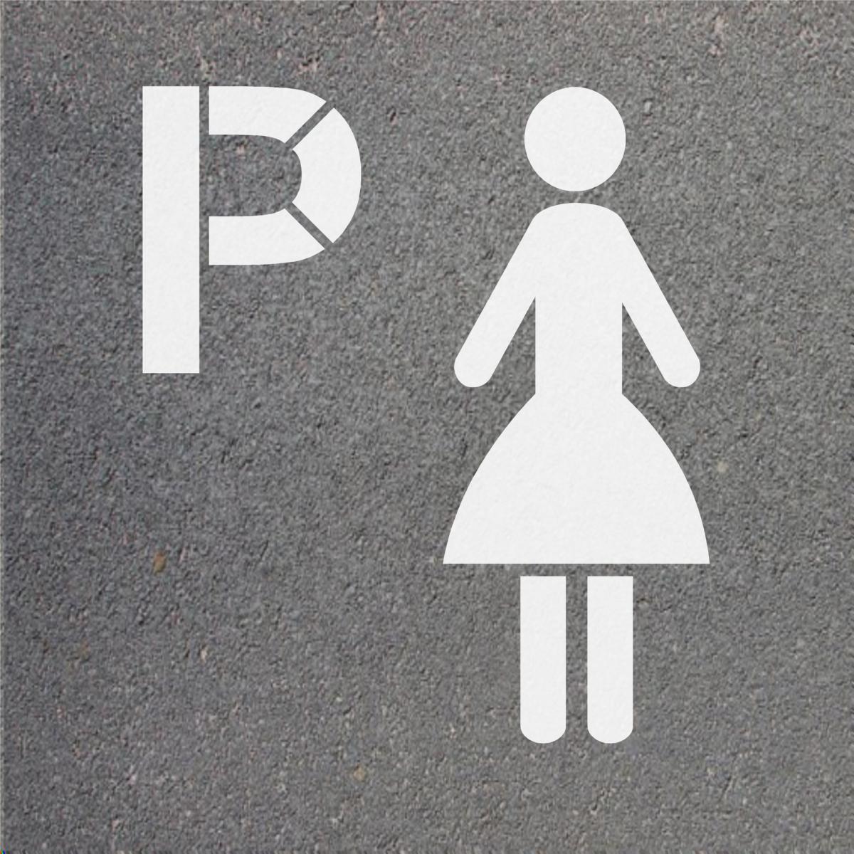 Schablone VZ314-Frauen, Frauenparkplatz, 1-farbig, 520x600 mm, Aluminium 0,8 mm