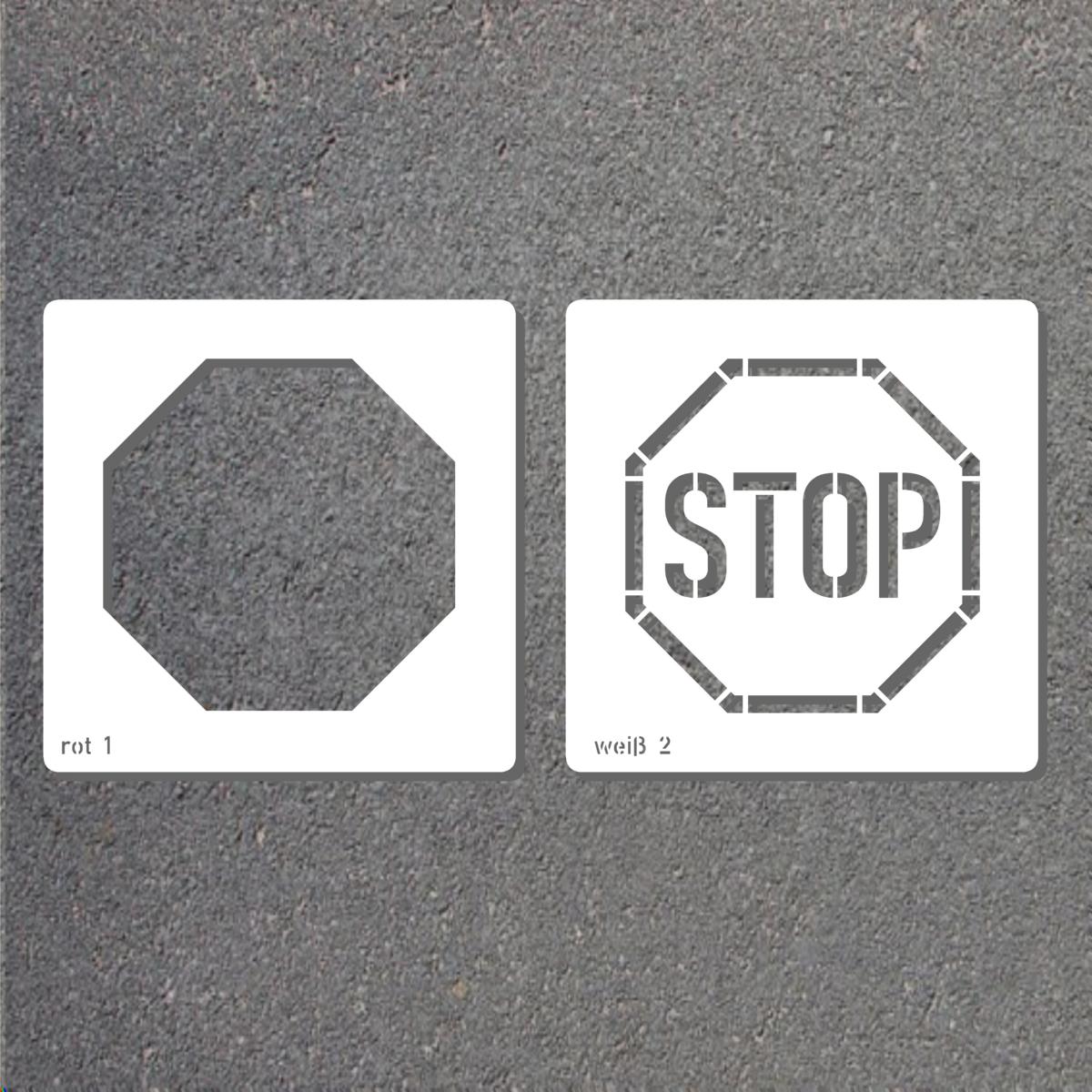 Schablone VZ206 Halt! Vorfahrt gewähren - STOP -, ø 800 mm, Aluminium 1,0 mm