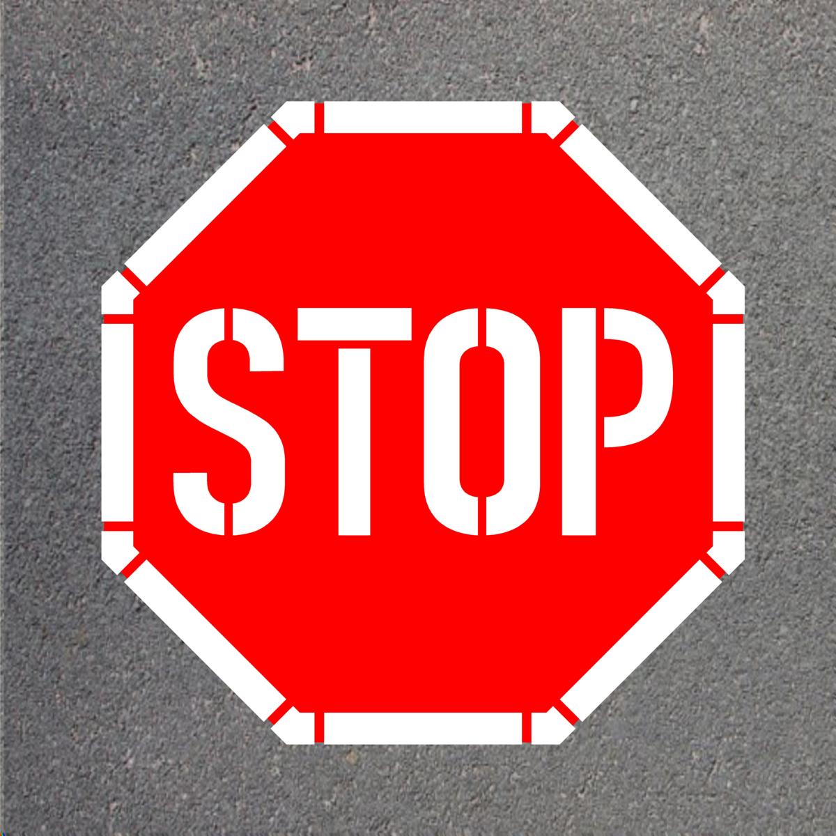 Schablone VZ206 Halt! Vorfahrt gewähren - STOP -, ø 450 mm, Kunststoff 0,8 mm
