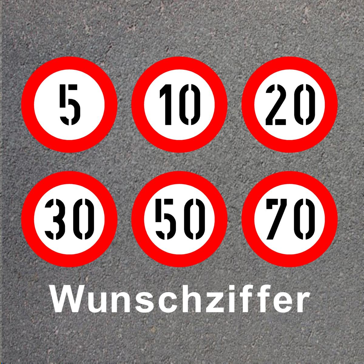 Schablone VZ274-70 Zulässige Höchstgeschwindigkeit 70 km/h, ø 300 mm, Kunststoff 0,8 mm