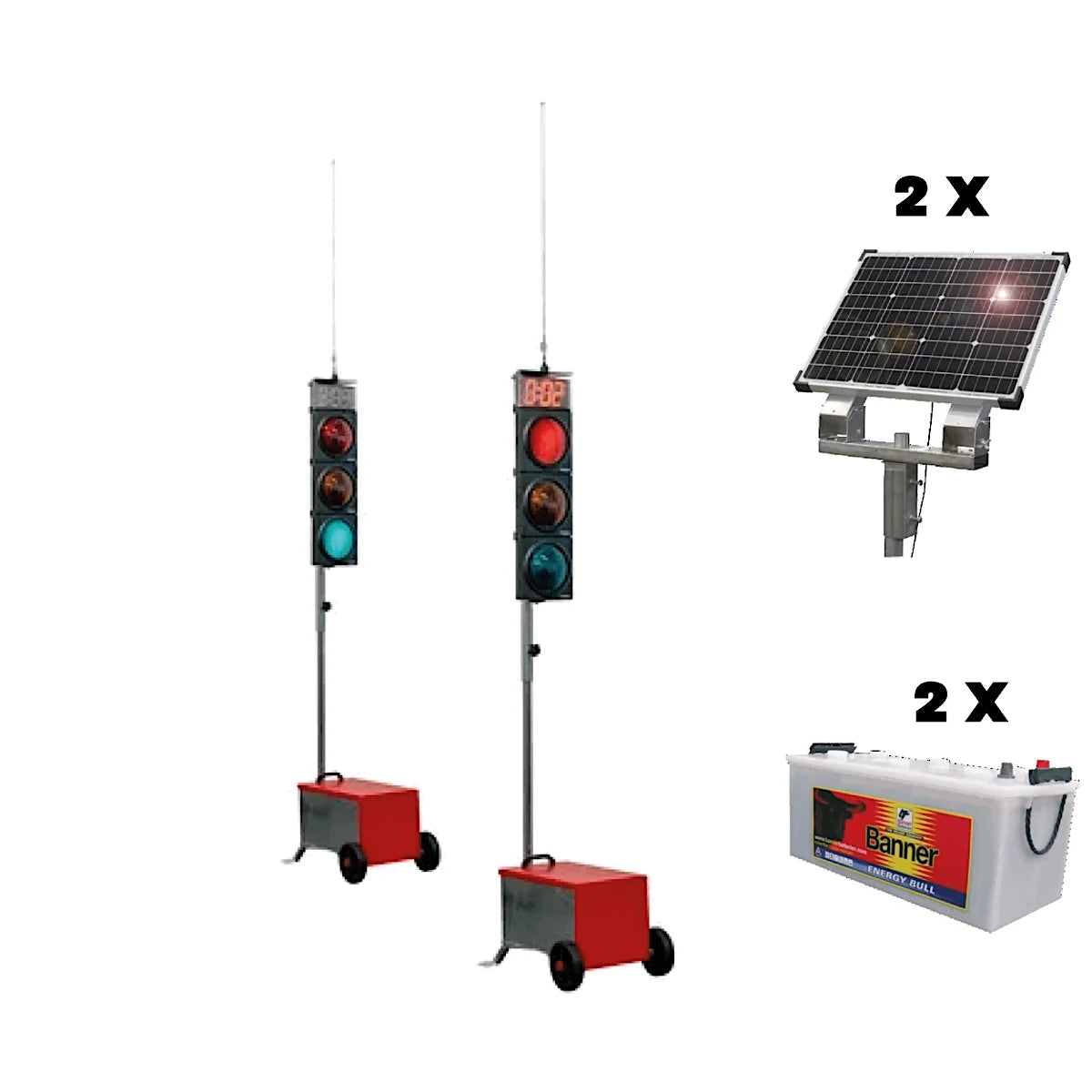 Lichtsignalanlage-Set, Multi Signal 2.0 mit Rotzeitenzähler + Solar + Akku