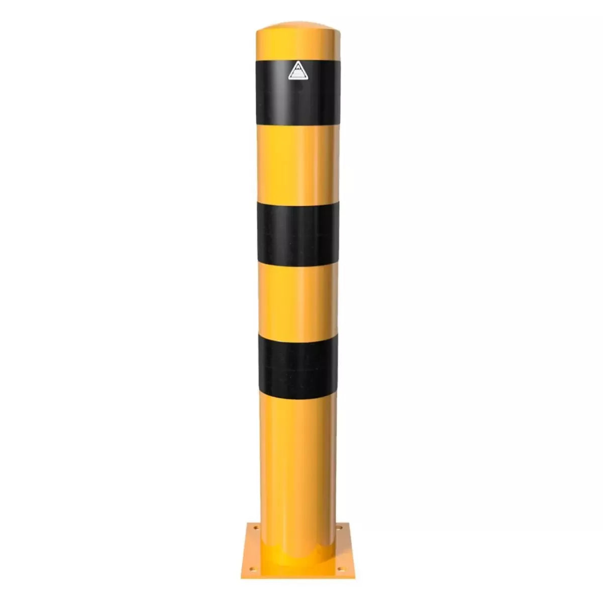 Absperrpfosten Ø 152 x 3,2 mm, ortsfest zum Aufdübeln, schwarz - gelb