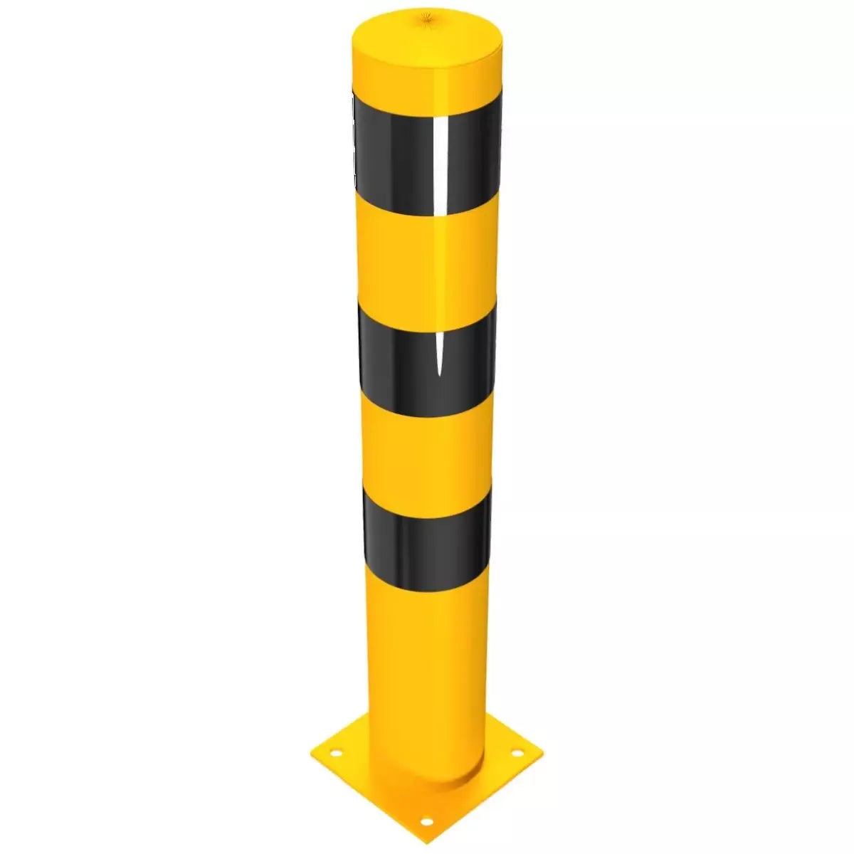 Absperrpfosten Ø 152 x 3,2 mm, ortsfest zum Aufdübeln, schwarz - gelb