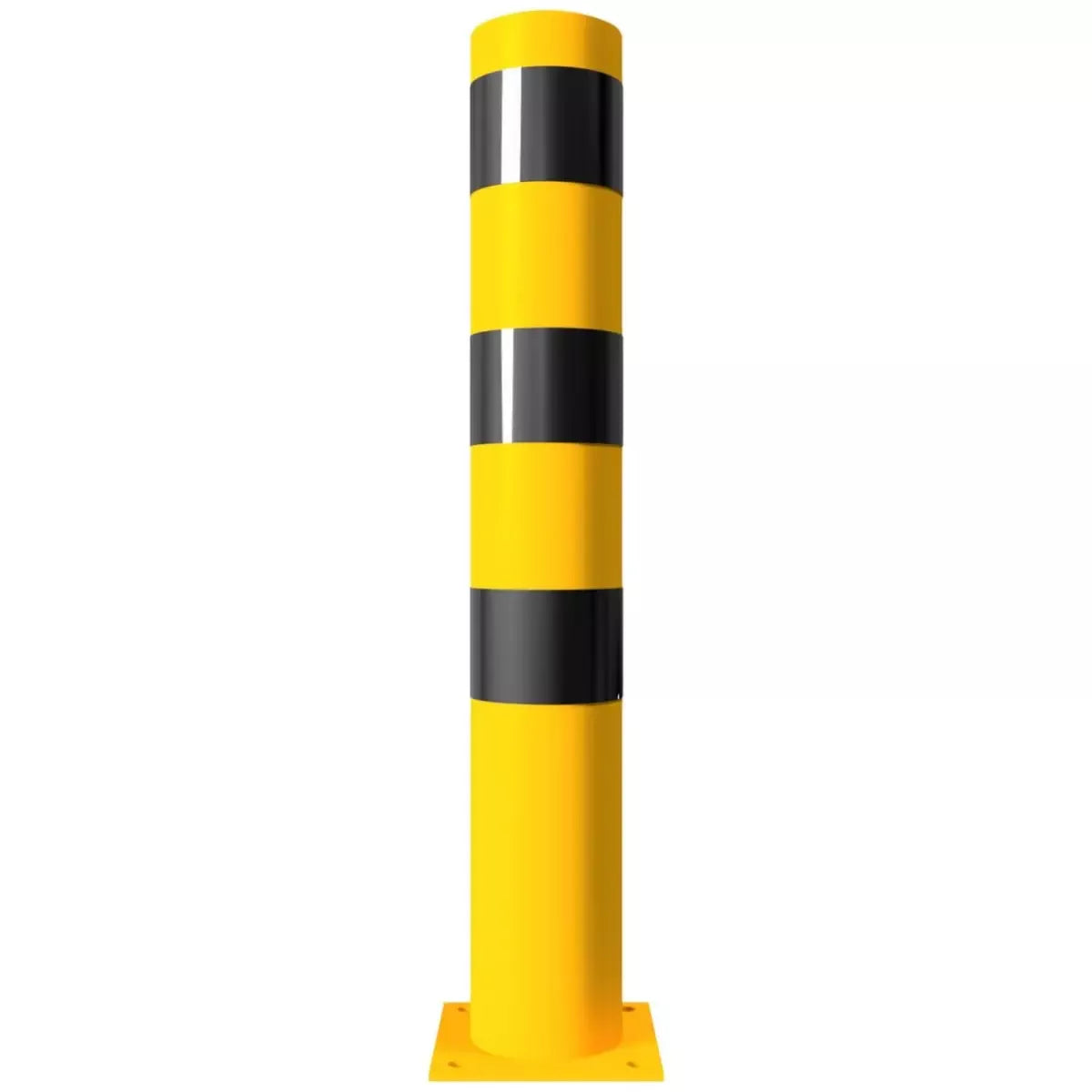 Absperrpfosten Ø 152 x 3,2 mm, ortsfest zum Aufdübeln, schwarz - gelb