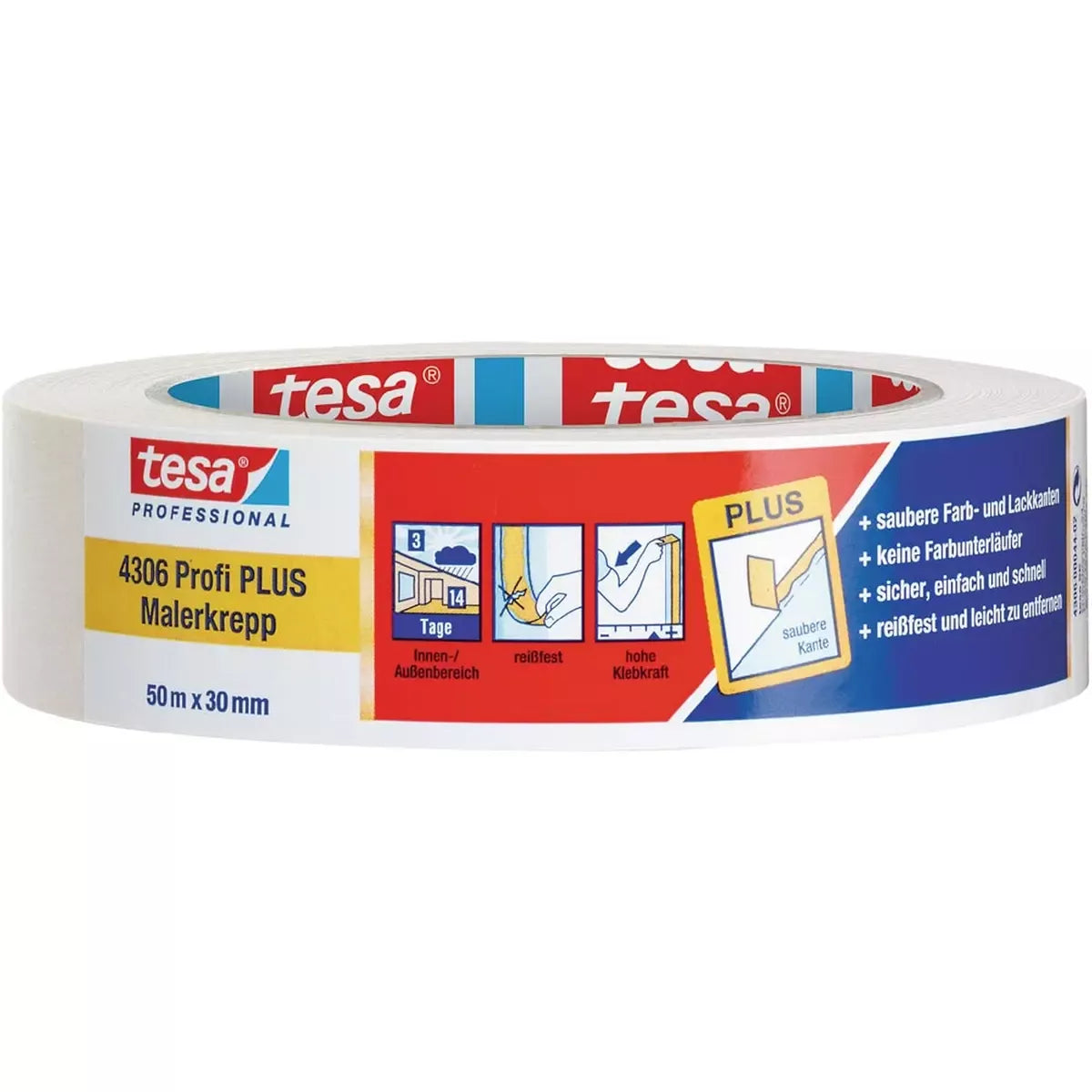 Malerabdeckband tesakrepp, 4306, schwach gekreppt, hellbeige, 50 Meter