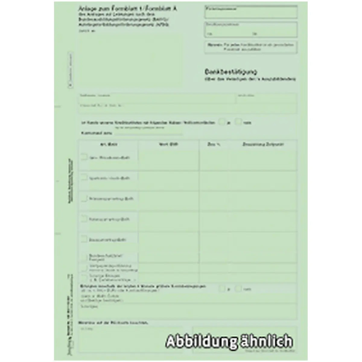 Bankbestätigung (über das Vermögen des Auszubildenden) (BAföG/AFBG), A4