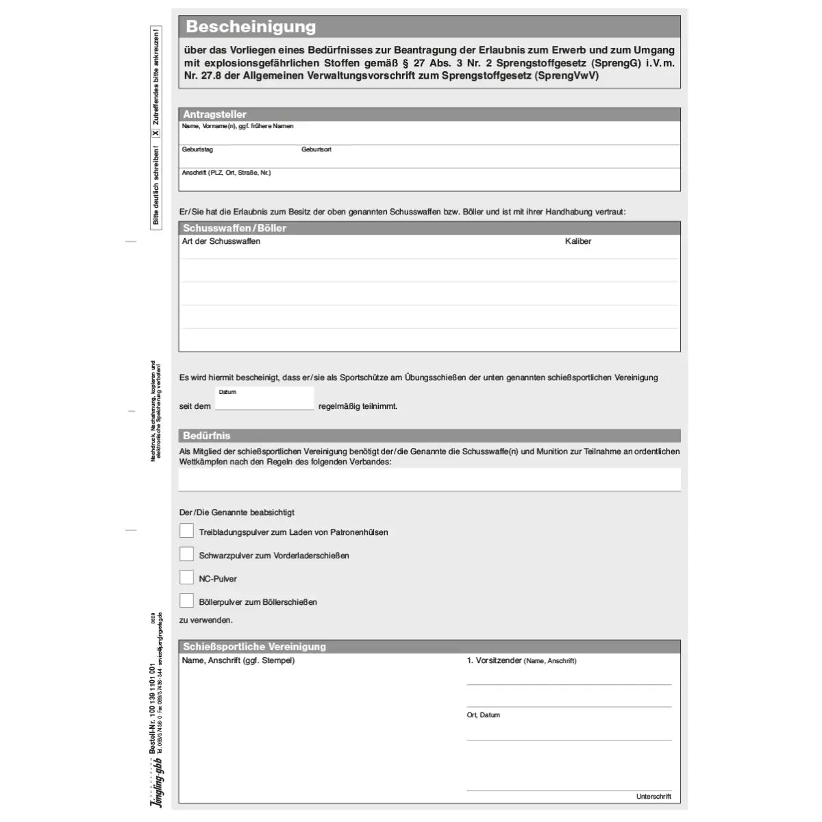 Beiblatt zum Antrag SprengG, A4