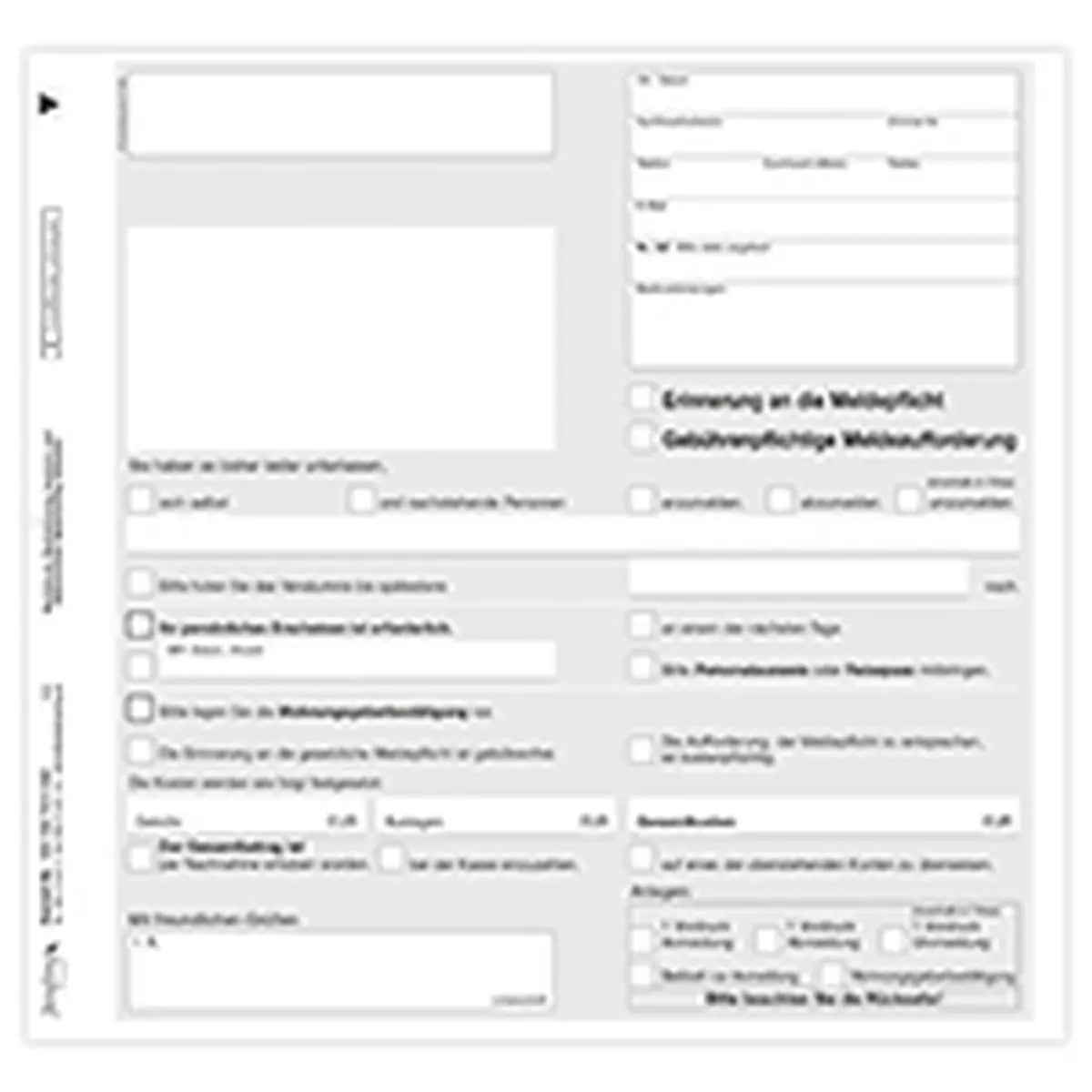 Erinnerung an die Meldepflicht, Gebührenpflichtige Meldeaufforderung, 2/3 A4, 2-fach SD