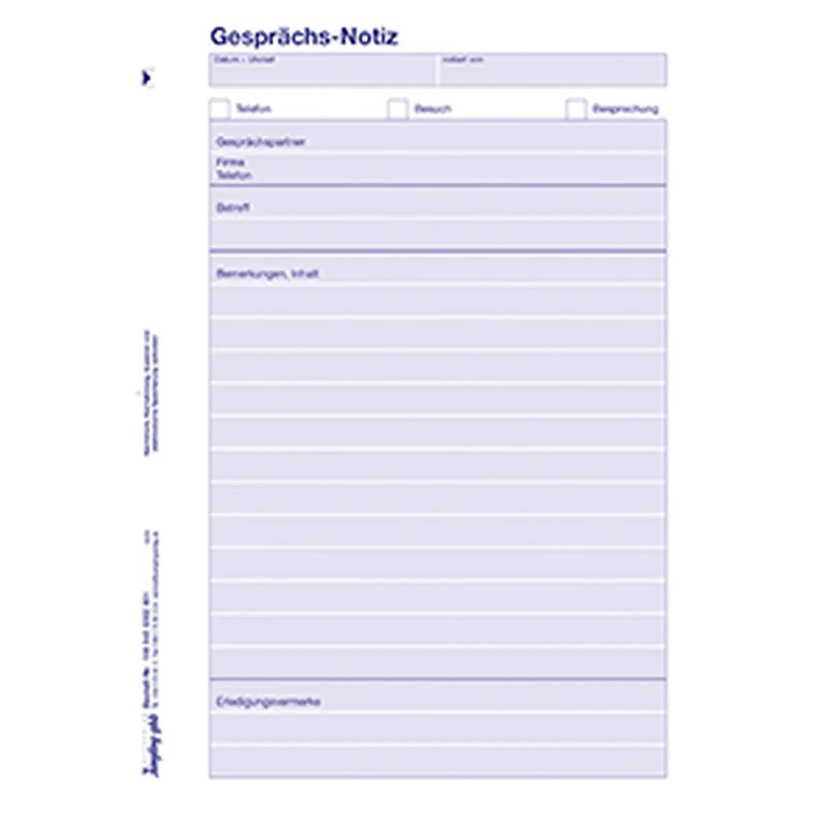 Gesprächsnotiz, A5, blau, Block à 50 Blatt