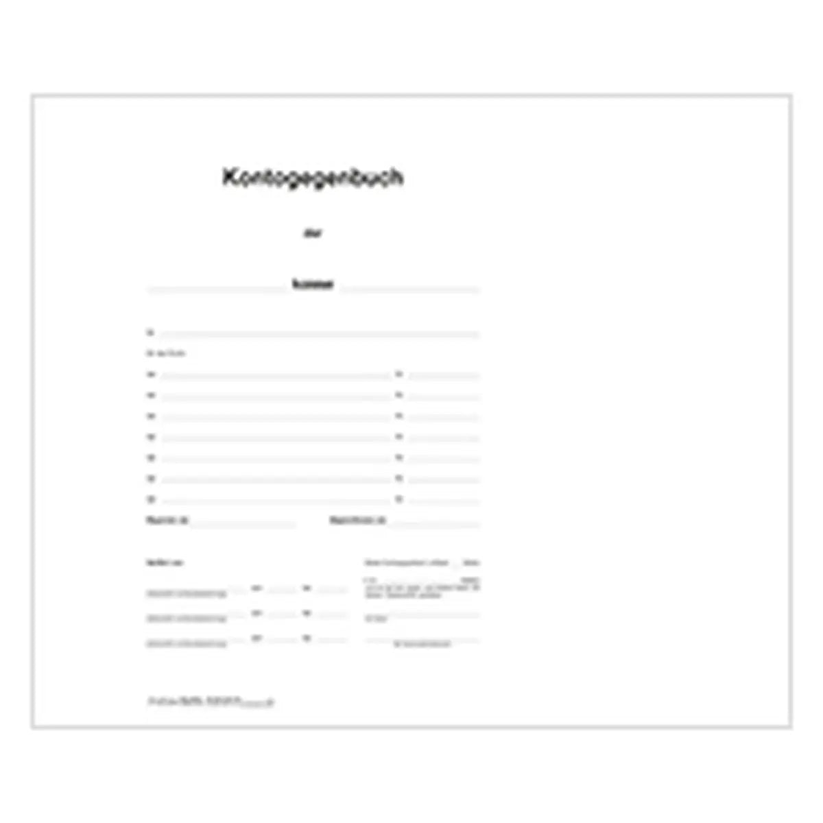 Kontogegenbuch 6-spaltig - Titelbogen, Sonderformat 4-seitig