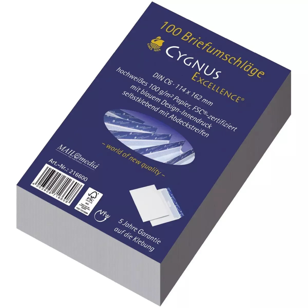 Briefumschlag C6, haftkebend, weiß, Offset 100g, 100 Stück
