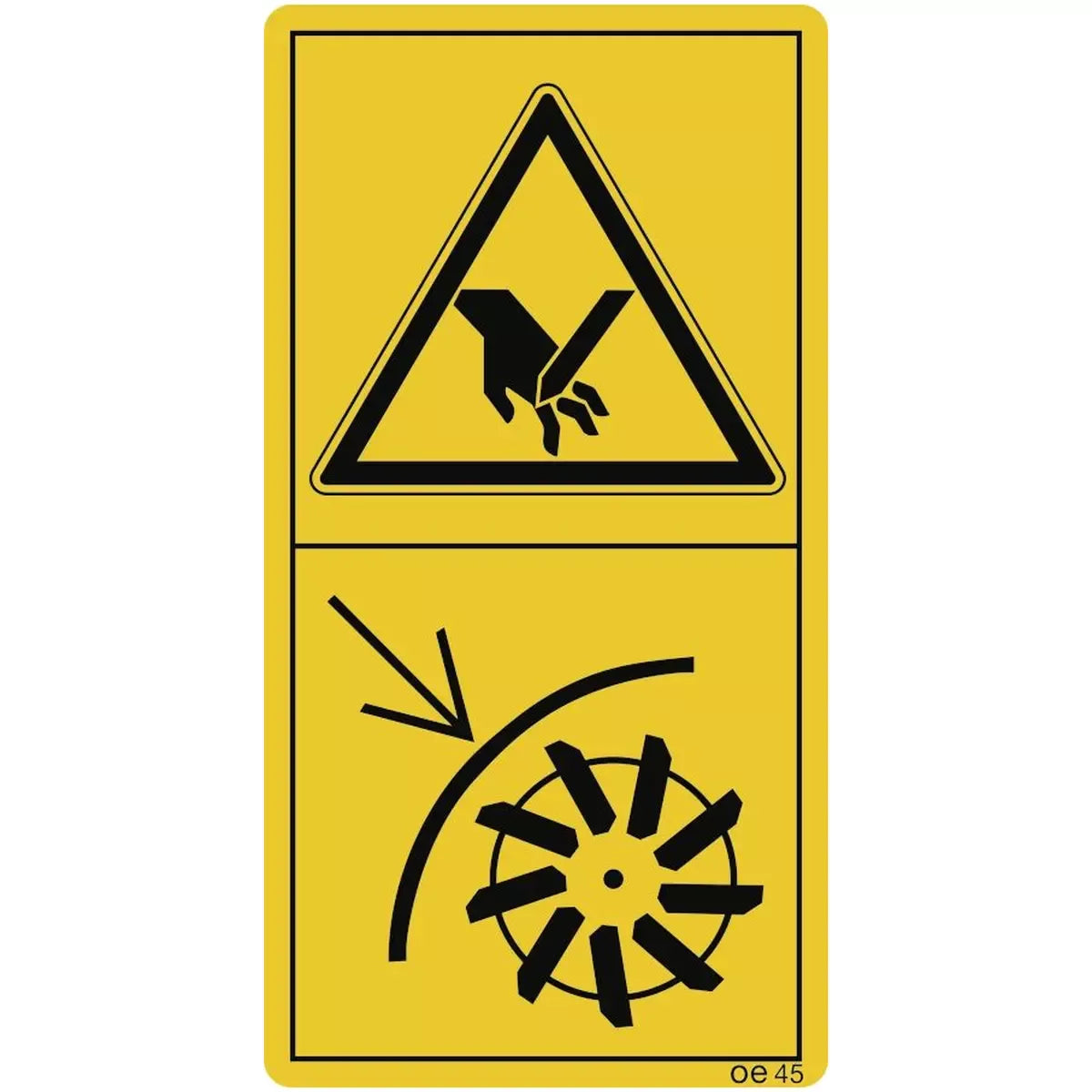Schutzeinrichtung zum Schleifen der Messer in Schutzstellung bringen (Querformat), Symbolschild, ISO 11684