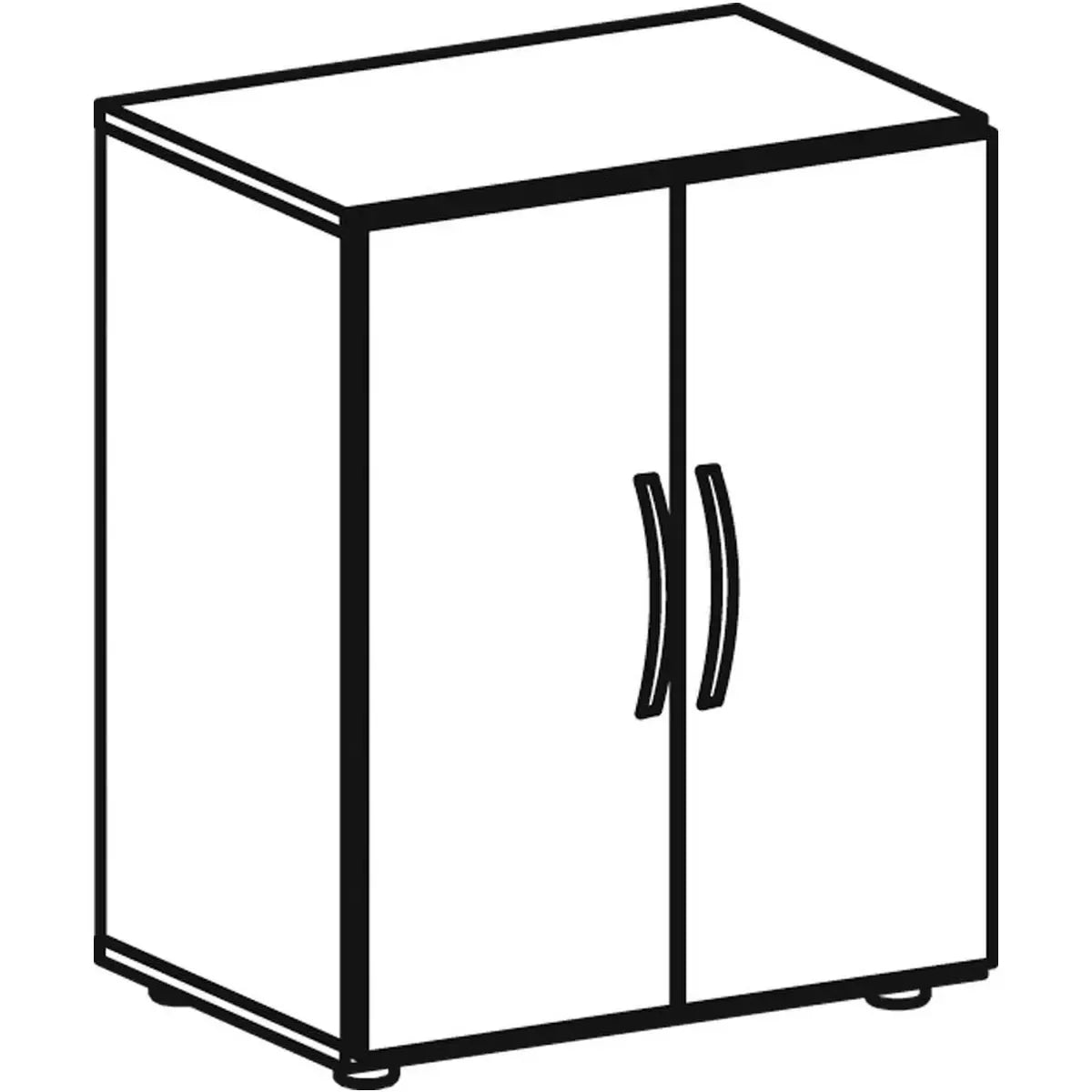 Büro-Flügeltürenschrank, BxTxH800x420x752 mm, 2 OH, 1 Boden, Justierfüße, lichtgrau