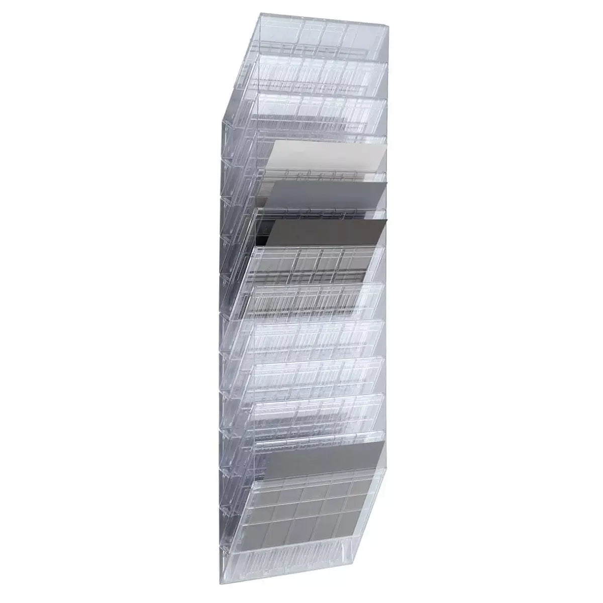Prospektspender-Set, best. aus12 Fächern A4 quer, BxTxH 348x95x1140 mm, transparent