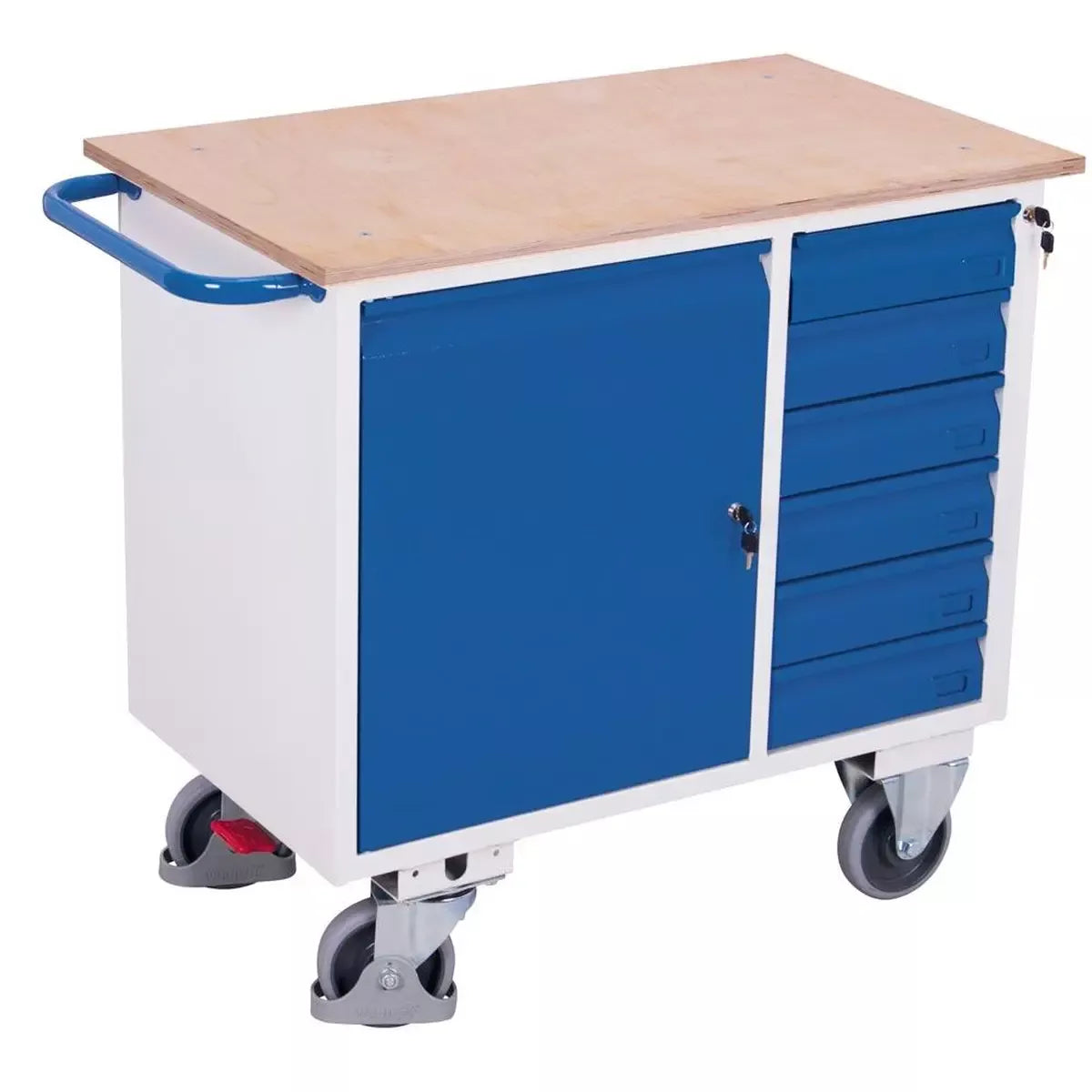 Werkstattwagen mit 6 Schubladen inkl. 2 Bremsrollen, BxTxH 1110x600x960 mm