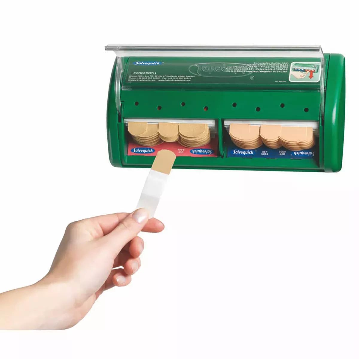 Salvequick Pflasterspender, gefüllt mit 40 St. elastische und 45 St. wasserabweisende Pflastern