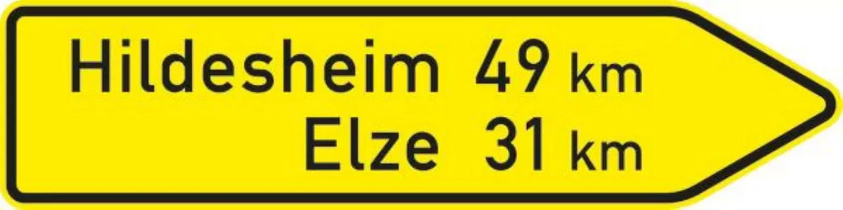 Verkehrszeichen VZ418-20 Pfeilwegweiser auf sonstigen Straßen, rechtsweisend