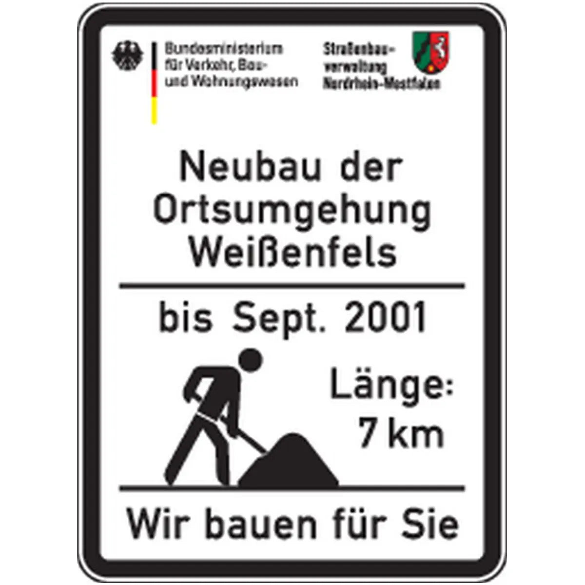 Verkehrszeichen VZ b-info-bs Baustelleninformationsschild für Bundesstraßen 2700x2000