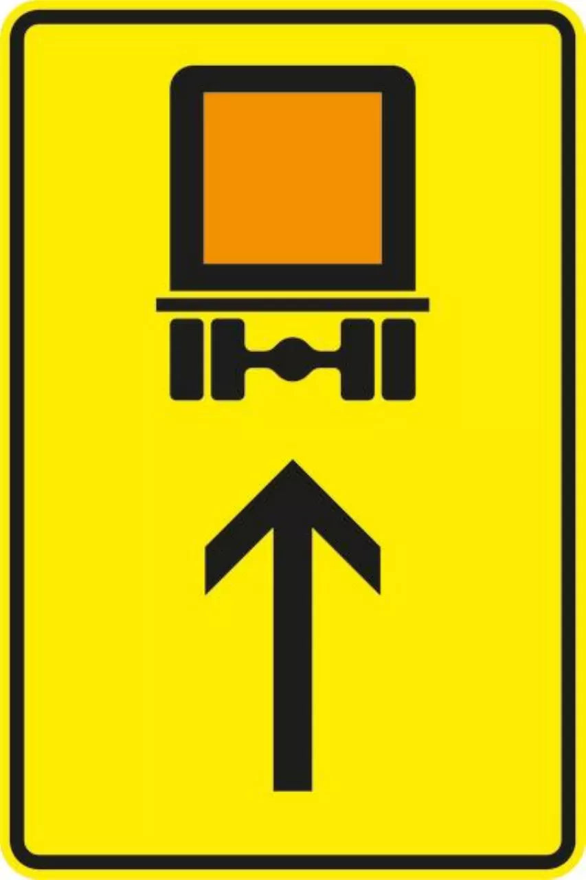 Verkehrszeichen VZ422-32 Wegweiser für kennzeichnungspflichtige Fahrzeuge mit gefährlichen Gütern, geradeaus
