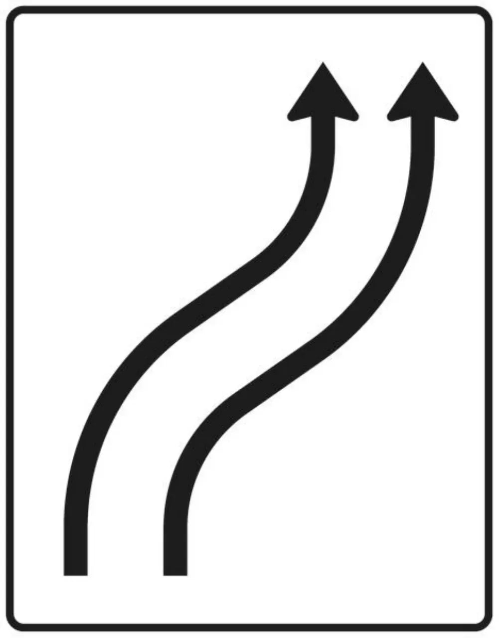 Verkehrszeichen VZ511-21 Verschwenkungstafel – ohne Gegenverkehr – zweistreifig nach rechts