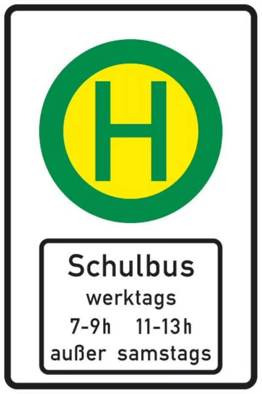 Verkehrszeichen VZ224-51 Schulbushaltestelle mit Zusatzzeichen 1042-36
