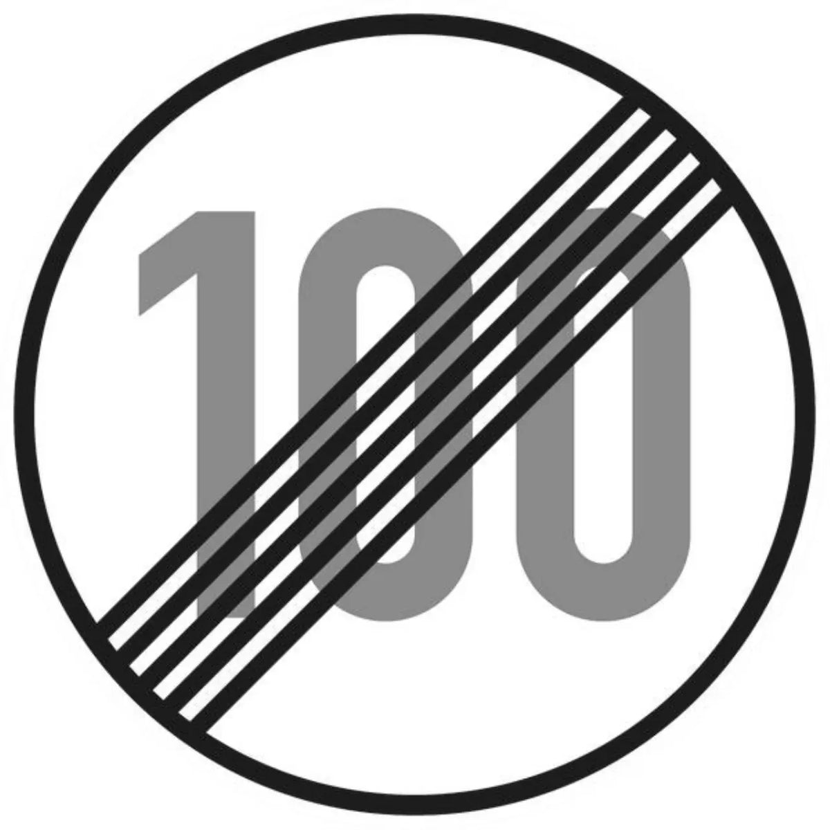Verkehrszeichen VZ278-100 Ende der zulässigen Höchstgeschwindigkeit 100 km/h