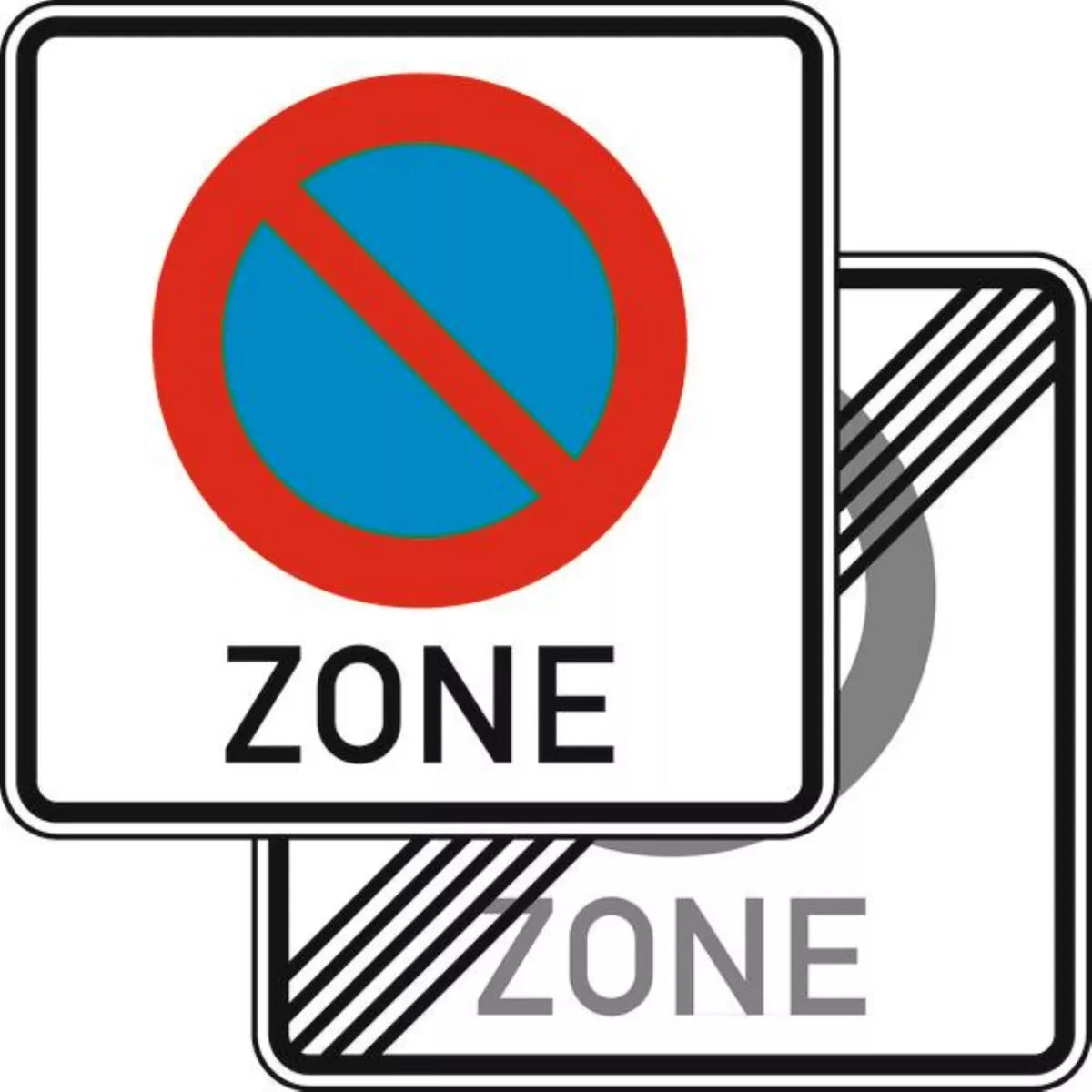 Verkehrszeichen VZ290.1-40 Beginn eines eingeschränkten Haltverbots für eine Zone, doppelseitig