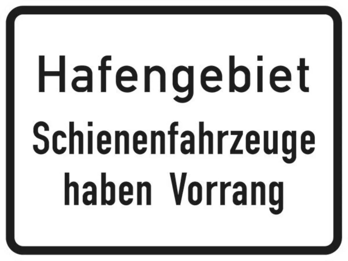 Verkehrszeichen VZ1008-33 Hafengebiet, Schienenfahrzeuge haben Vorrang (zu Z. 201)