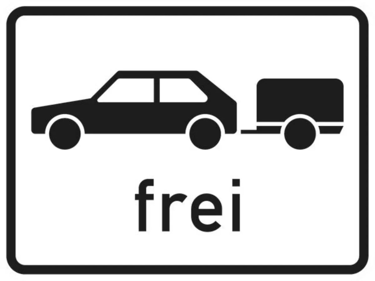 Verkehrszeichen VZ1024-11 Personenkraftwagen mit Anhänger frei