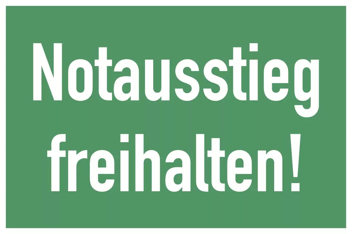 Notausstieg freihalten!, Aluminium, 300x200 mm