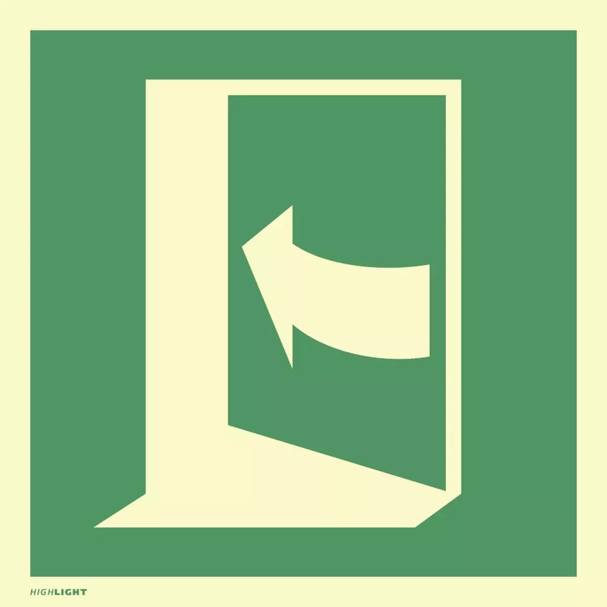 Tür öffnet durch, Folie, nachleuchtend, 160-mcd, 100 x 100 mm